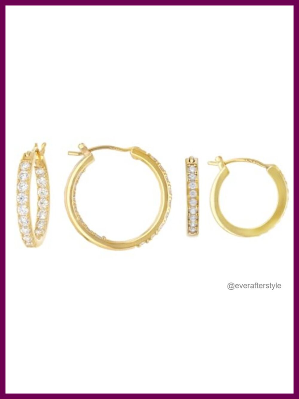 Women's Sterling Silver Hoop Earrings Set 2 Pairs 12.7 mm Yellow Gold Platinum